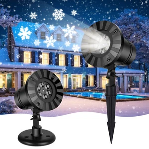 LED Snowflake Christmas Projector Light Laser Moving Landscape Xmas Decor Lamp - Picture 1 of 10