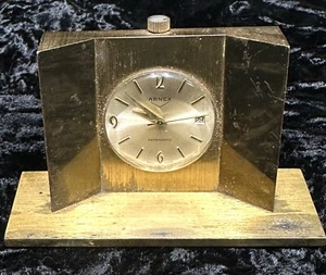Vintage Arnex Messinggehäuse Schreibtisch Regal Uhr funktionstüchtig - Bild 1 von 7