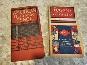 2 Vintage Farm Fertilizer Fence Pocket Memo Notebook MD Maryland 1904-05 1946-47 - Picture 1 of 13