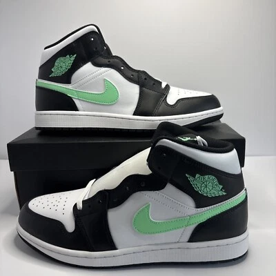 Nike Air Jordan 1 Mid Shoes White/Green Glow/Black  Men DQ8426-103 Size 11 - Image 1 of 4