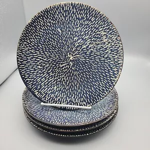 Set (4) LAURIE GATES salad Plates 8.75" Contempory blue speckles new - Picture 1 of 12