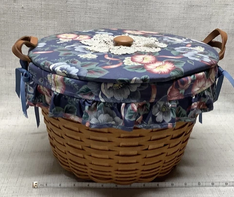 Longaberger 1994  Wildflower Basket w/ Custom Lid Cover