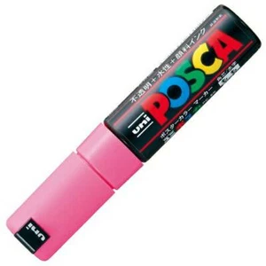 Uni Posca PC8K.13 Marcatore vernice a base acqua, punta scalpello ampia, rosa - Foto 1 di 2