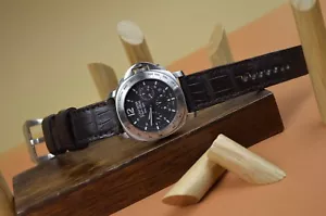 CORREA RELOJ 26 24 22 MM AUTÉNTICO COCODRILO BELLY MARRÓN MA STRAP COMPATIBLE PANERAI - Imagen 1 de 12