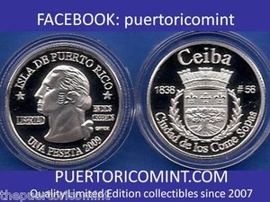 Silver PESETA CEIBA  2009 Puerto Rico Boricua Quarter 1/100 Plat - Picture 1 of 2