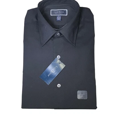 Club Room Men's Regular-Fit solid Dress Shirt,  deep black small neck $50 - Image 1 of 4