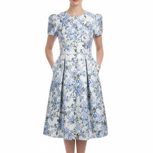 Gal meets Glam Margaret Kleid Damen 10 Jacquard blau weiß Blumen romantisch NEU - Bild 1 von 9