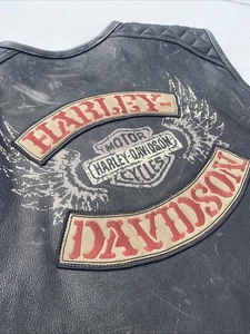 Chaleco Harley Davidson Hombres KNUCK Cuero Cremallera 2XL 97063-15VM Negro Envejecido - Imagen 1 de 14