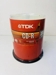 Paquete de 100 discos en blanco grabables TDK CD-R 700 MB 80 min 52x datos música video - Imagen 1 de 5