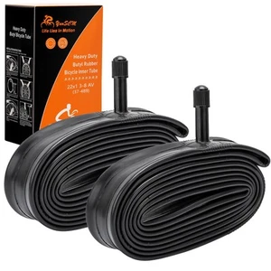 2-PCS 22" x1 3-8 Heavy Duty Bike Tire Tubes 22x1 3/8 AV32MM Schrader Valve 37... - Picture 1 of 8