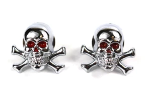 Chrome License frame Bolts Skull w/ Crossbones Shaped  Pair  Car Truck Rat Rod - Picture 1 of 4