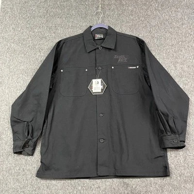 Southpole Denim Shirt Mens Medium Black Baggy Heavy Stiff Denim Streetwear - NEW - Image 1 of 4