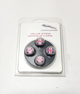 Jaguar F-Pace F-Type XE XJ Union Jack Valve Caps Set X4 New Genuine C2D60781 - Image 1 of 3