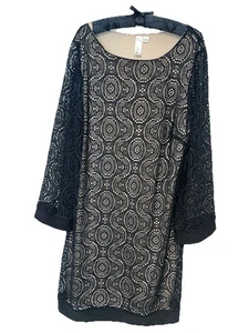 Emma & Michele Black Lace Bell Sleeves Dress Size 2 X Pullon, Stretch ,Lined - Picture 1 of 7