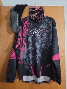 Womens Fox Racing Jersey, Gloves & Socks Sz M  Black Pink Motocross Long Sleeve  - Bild 1 von 16