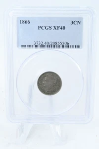 1866-P PCGS XF40 Three (3) Cent Nickel Business Strike 3CN - Picture 1 of 2