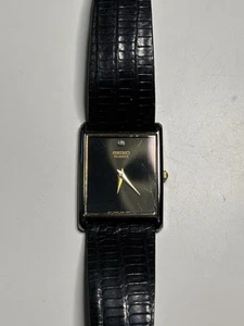 Seiko Tank Uhr Herren schwarz Ton schwarzes Zifferblatt 25,4 mm 7N00-5A59 JDM Diamant Zifferblatt - Bild 1 von 13