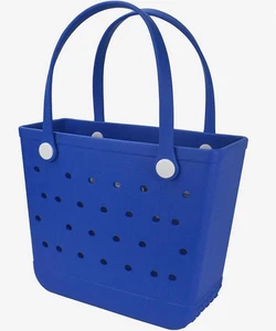 Bolso de Playa Mediano-Bolso de Playa de Goma Impermeable-Bolso de Mano Abierto Lavable Duradero-AZUL - Imagen 1 de 7