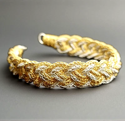 Luxuriöses, handgefertigtes Damenarmband aus Silber & goldplattiert -Echtschmuck - Bild 1 von 4