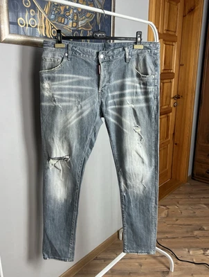 Pantalones de mezclilla ajustados Dsquared2 para hombre azul desgastado... - Imagen 1 de 4