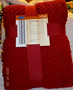 St. Cloud Home Collection deep red chenille throw 50" x 60" NWT - Picture 1 of 5