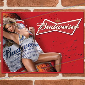 BUDWEISER BIKINI GIRL Metal Signs Man Cave Bar Shed Wall Garage Poster Tin Sign - Picture 1 of 3