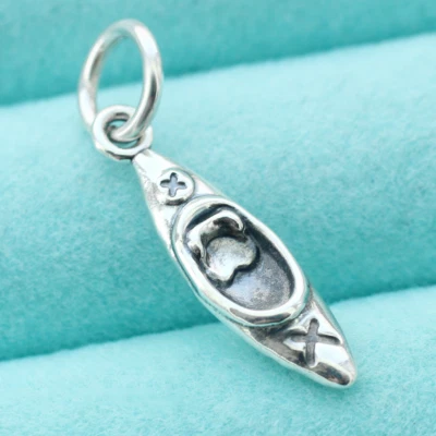 皮划艇船小饰品吊坠 925 纯银皮划艇独木舟运动项链 — 第 1/4 张图片