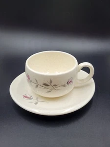 Franciscan GLADDING MCBEAN Stoneware Duet Pink Flower Cup & Saucer Set - Picture 1 of 7