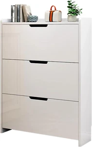 Narrow Shoe Cabinet with 3 Flip Drawers, Modern Shoe Rack Cabinet for Entryway, - Picture 1 of 12