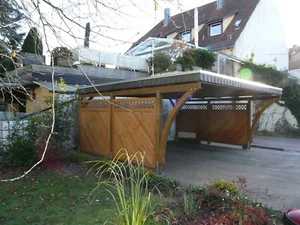 Holz Carport 500x600cm 5x6m Einzelcarport Garage Flachdach incl. Dacheindeckung - Bild 1 von 4