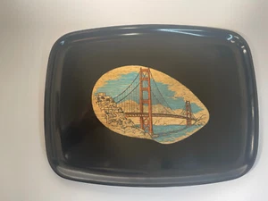 Vintage Couroc Monterey Serviertablett Golden Gate Bridge San Francisco - Bild 1 von 10