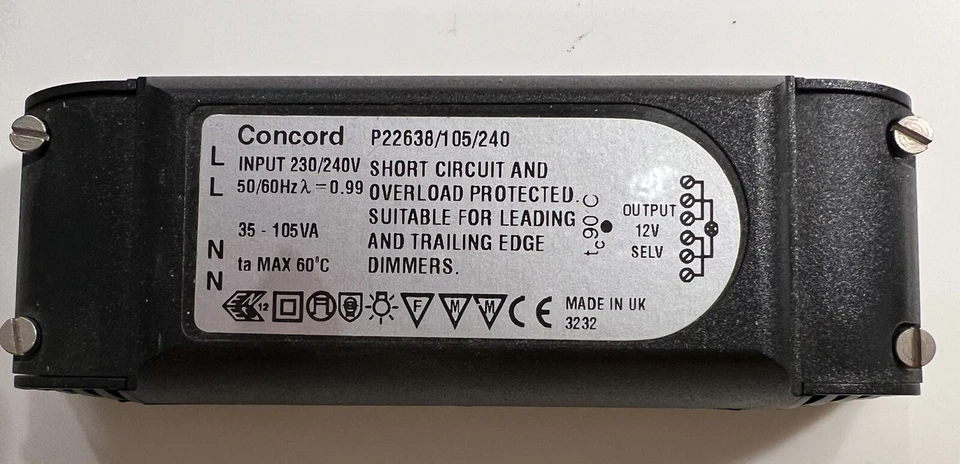 12no. Concord P22638/105/240 halogen transformers. New - Image 1 of 1