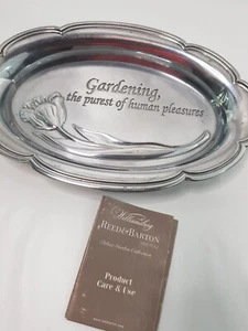 Vintage Williamsburg Reed & Barton Tray Gardener Gift Oval Metal Tray Silver - Picture 1 of 8