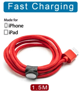 1.5m Red USB Data Fast Charger Cable Cord For Apple iPhone 6 7 8 X 11 12 13 MAX - Image 1 of 4