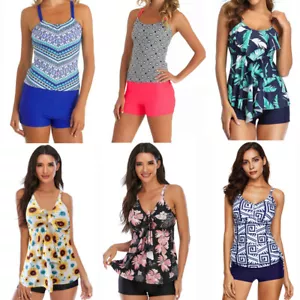 Women's Two-Piece Swimsuits Tankini Set Sport Split Swimwear Beachwear - Picture 1 of 41
