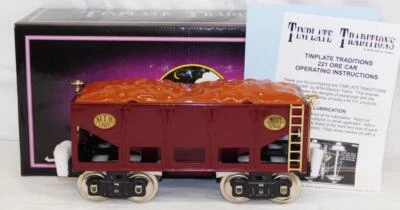 MTH 10-1130 Standard Gauge Tinplate Traditions Lionel 221 Ore Car Maroon Brass t - Image 1 of 4