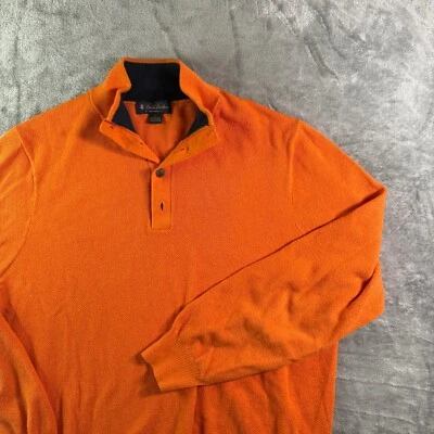 Suéter Pullover Brooks Brothers Botón Cuello Simulado Algodón Cachemira L Foto 1 de 4