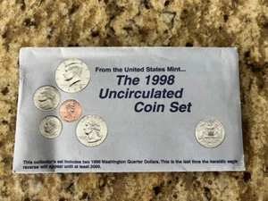 1998 P&D Mint Set Brilliant Uncirculated US with Envelope & COA (10 Coin Set) - Picture 1 of 2