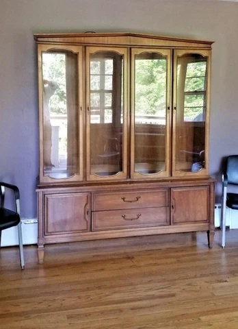 Mid Century Modern Breakfront China - curio Cabinet 2 piece DELIVERY - ARRANGED Cover