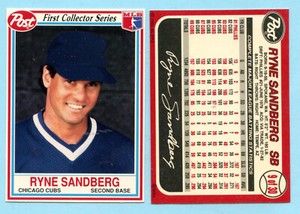 1990 Post Cereal First Collector Series - Ryne Sanberg - #9-  Cubs Box 736