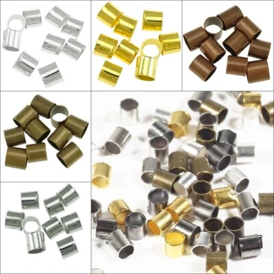 Metall Stopper Quetschperlen 1,5/2/3 mm Crimps Endkappen Metallperlen Endperlen - Bild 1 von 4