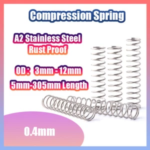 0.4mm A2 Stainless Steel Compression Spring 3-12mm OD 5-305mm Length Rust Proof - Picture 1 of 7