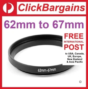 62mm to 67mm Step Up Camera Lens Filter Adapter Ring Stepping 62-67 mm UV CPL ND - Picture 1 of 3