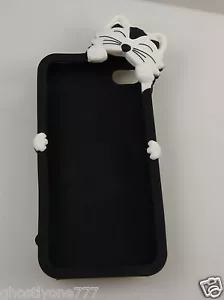 For Iphone i phone 4 4S black and white cat peeking over top design - Picture 1 of 1
