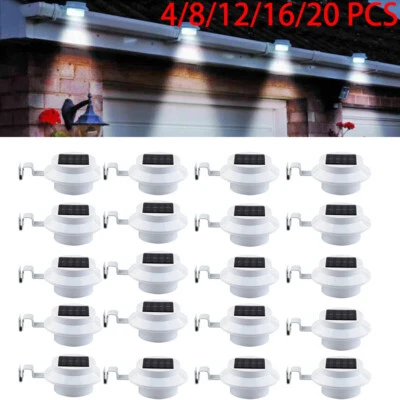 1~20x LED Solar Powered Gutter Light Outdoor/Garden/Yard/Wall/Fence/Pathway Lamp - Image 1 of 4