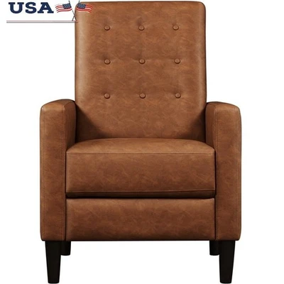 Modern Tufted Faux Leather Recliner Chair W/ Footrest Living Room Space New - Image 1 of 4