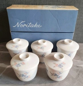 Noritake Princess Porcelain Fine Bone China Set Of 5 Mushi Bowls w/Box Japan VTG - Picture 1 of 23
