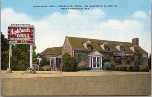 Tarjeta postal Highlands Grill Restaurant Highlands Highway 11 de la década de 1940 ropa de cama - Imagen 1 de 2