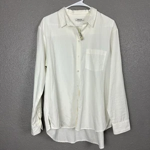 Neu mit Etikett Madewell Oversize-Boyshirt mit Knopfleiste cremeweiß Damengröße Large mit Bündchen - Bild 1 von 12