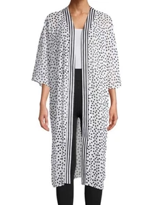 No Boundaries White Black Polka Dot Sheer Duster, Kimono, Size S/M - Picture 1 of 7